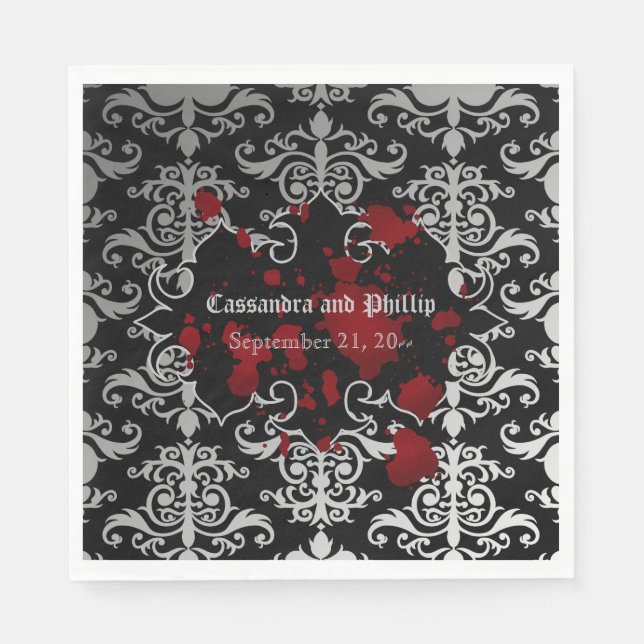 Vampire themed wedding elegant Goth Napkins (Front)