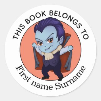 Vampire This Book Belongs To Personalized Classic Round Sticker