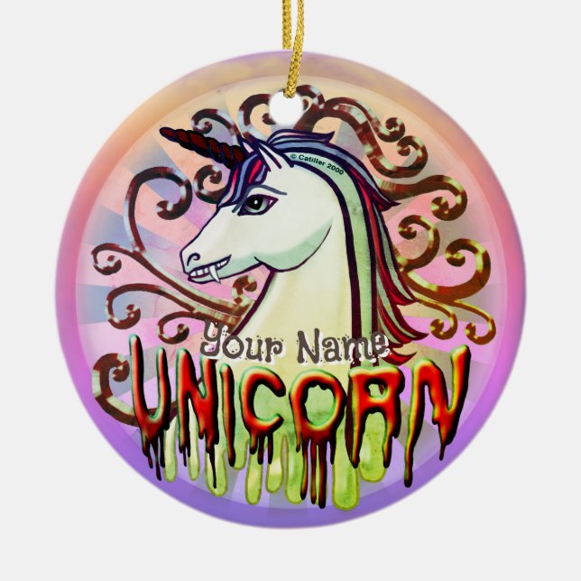 Vampire Unicorn  Ceramic Ornament (Front)