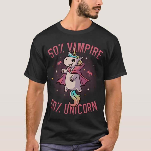 Vampire Unicorn Funny Cute Spooky T-Shirt (Front)