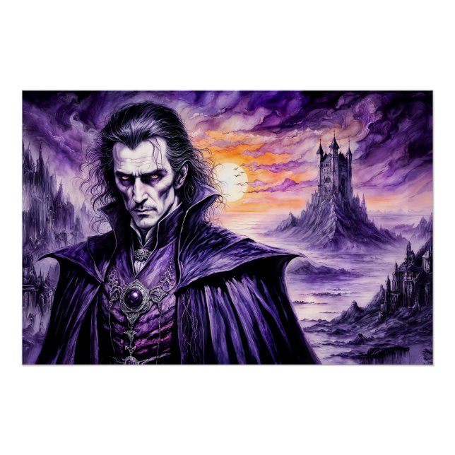 Vampire Warrior in Ruined City Poster (Front)