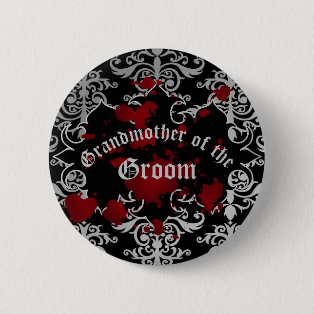 Vampire wedding grandmother of the bride or groom button (Front)