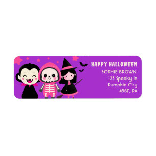 Vampire Witch Skeleton Halloween Return Address Label