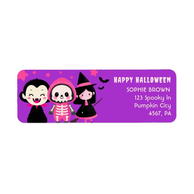 Vampire Witch Skeleton Halloween Return Address Label (Front)