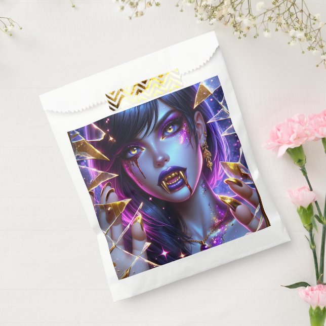 Vampire with Gold Eyes and Teeth Halloween Favor Bag (Sealed)