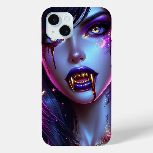 Vampire with Gold Fangs Ai Art iPhone 15 Plus Case