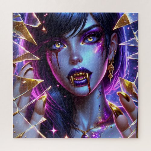 Vampire with Gold Fangs Ai Art Jigsaw Puzzle