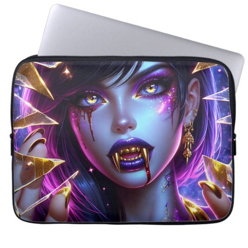 Vampire with Gold Fangs Ai Art Laptop Sleeve