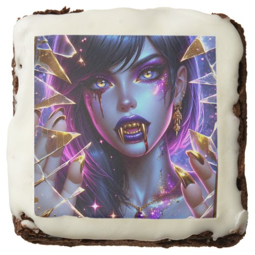 Vampire with Gold Fangs Halloween Party Brownie