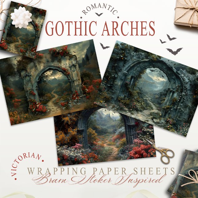 Vampirecore Dracula's Castle Halloween | Gothic Wrapping Paper Sheets (Creator Uploaded)