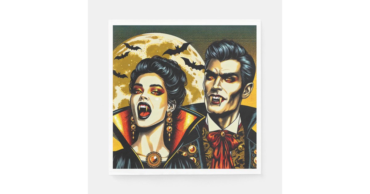 Vampires and Bats Halloween Party Napkins | Zazzle