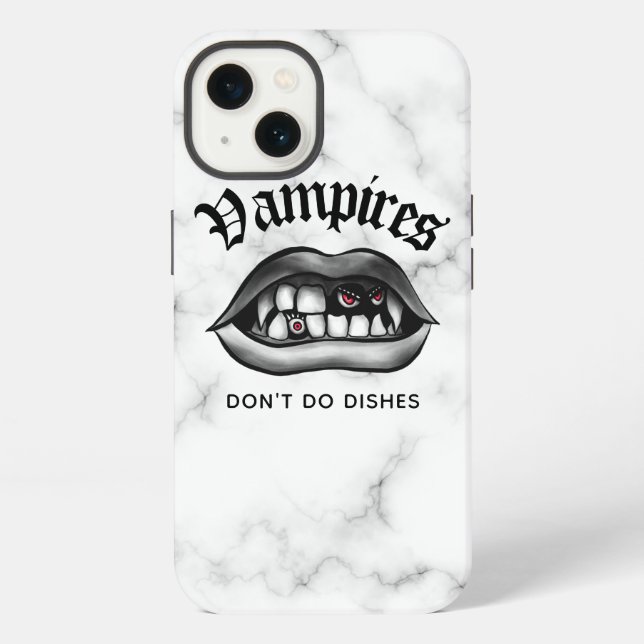 Vampires Don't Do Dishes Funny Goth Iphone Case (Back)