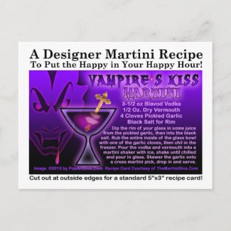 Vampire's Kiss Martini Recipe Postcard postcard