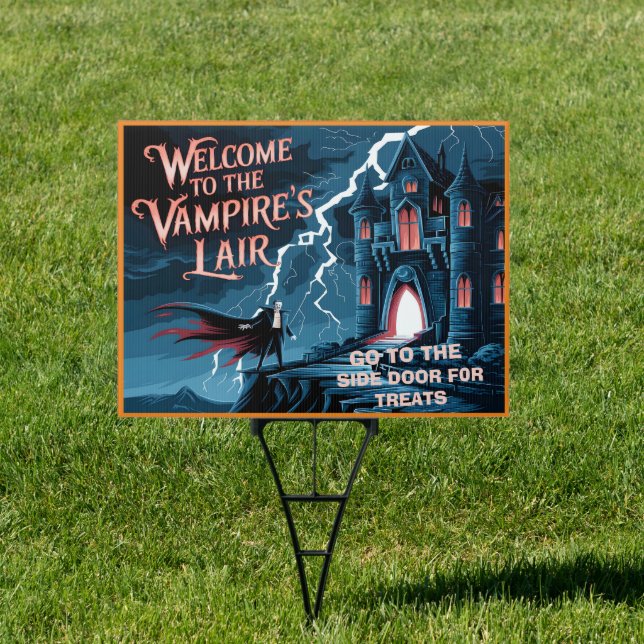 Vampire's lair Halloween welcome sign (Insitu)