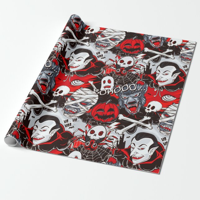 Vampires Night Matte Wrapping Paper, 30" x 6' Wrapping Paper (Unrolled)
