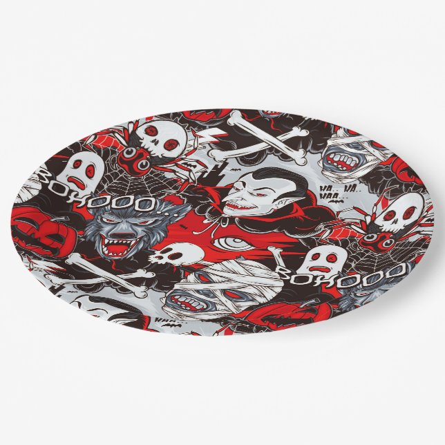 Vampires Night Paper Plates 9" (Angled)
