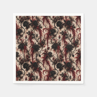 Vampiric Vines Blood Red Amaranth & Thorny Rose Napkins