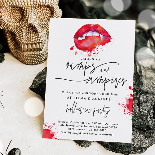 Vamps And Vampires Halloween Cocktail Party Soiree Invitation
