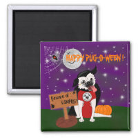 Vampug: Vampire Pug Halloween Refrigerator Magnet
