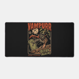 Vampurr Bites Again! Funny Cat Halloween Vintage Desk Mat