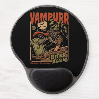 Vampurr Bites Again! Funny Cat Halloween Vintage Gel Mouse Pad