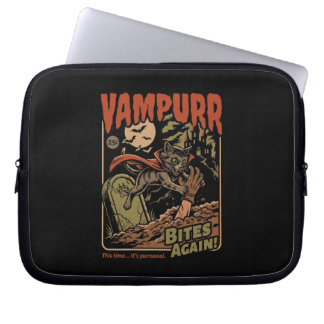 Vampurr Bites Again! Funny Cat Halloween Vintage Laptop Sleeve