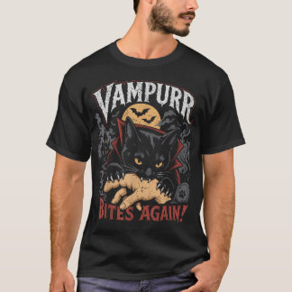 Vampurr Bites Again Funny Halloween Cat T-Shirt