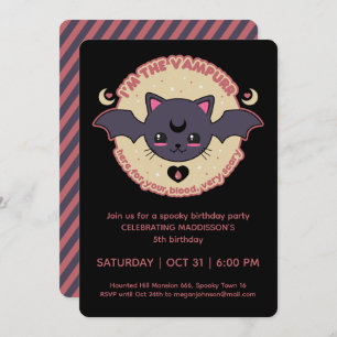 Vampurr Creepy Cute Halloween Birthday Party Invitation
