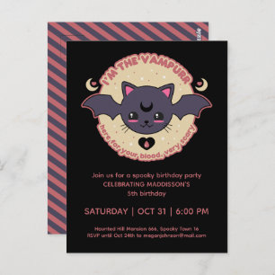 Vampurr Creepy Cute Halloween Birthday Party Postcard