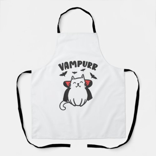 Vampurr Cute Adorable Cat Lovers Vampire Halloween Apron