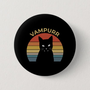Vampurr funny vampire cat retro sunset Halloween Button