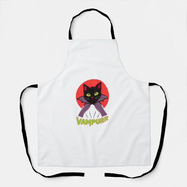 Vampurr Vampire Cat Funny Halloween Cat Costume   Apron (Front)
