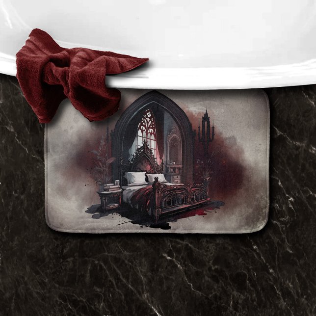 Vampy Boudoir | Gothic Red Victorian Bedroom Suite Bath Mat (Creator Uploaded)