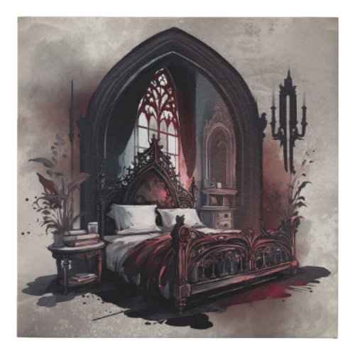 Vampy Boudoir  Gothic Red Victorian Bedroom Suite Faux Canvas Print