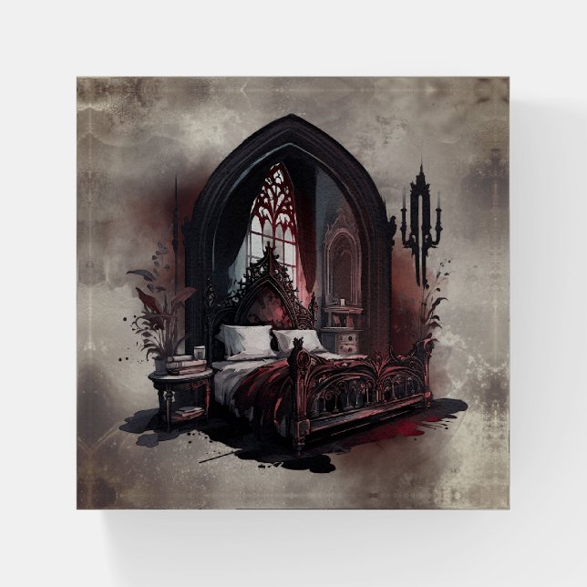 Vampy Boudoir | Gothic Red Victorian Bedroom Suite Paperweight (Front)