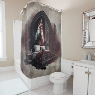 Vampy Boudoir Gothic Red Victorian Bedroom Suite Shower Curtain