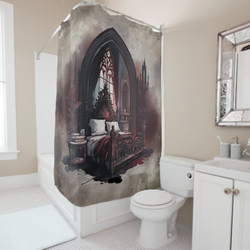 Vampy Boudoir  Gothic Red Victorian Bedroom Suite Shower Curtain