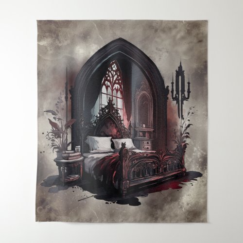 Vampy Boudoir  Gothic Red Victorian Bedroom Suite Tapestry
