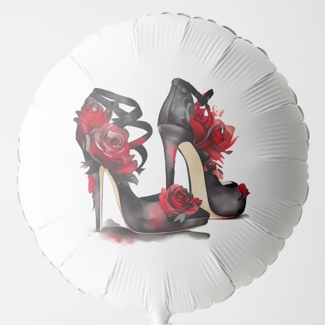 Vampy Fashion | Strappy Ankle Stilettos with Roses Balloon (Front)