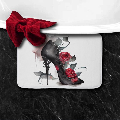 Vampy Spiked Stiletto  Red Rose Fashion High Heel Bath Mat