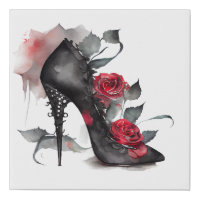 Vampy Spiked Stiletto | Red Rose High Heel Grunge