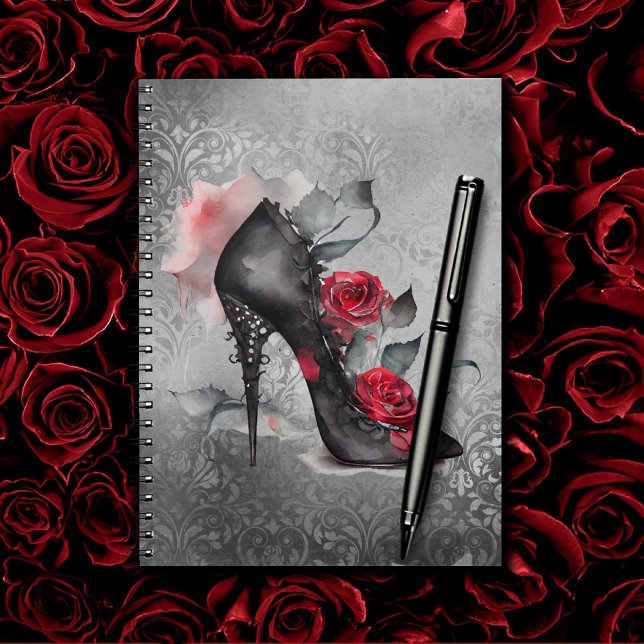 Vampy Spiked Stiletto | Red Rose High Heel Grunge Notebook (Creator Uploaded)