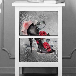 Vampy Spiked Stiletto Red Rose High Heel Grunge Tissue Paper