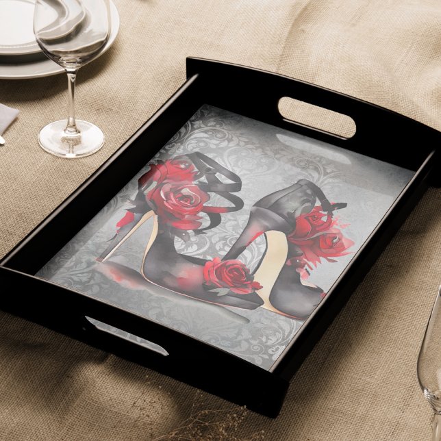 Vampy Strappy Stilettos | Red Rose Heels on Grunge Tissue Paper (Creator Uploaded)