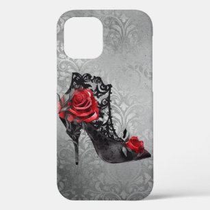 Vampy Vogue Grunge   Stiletto Lace Bootie Roses iPhone 12 Pro Case
