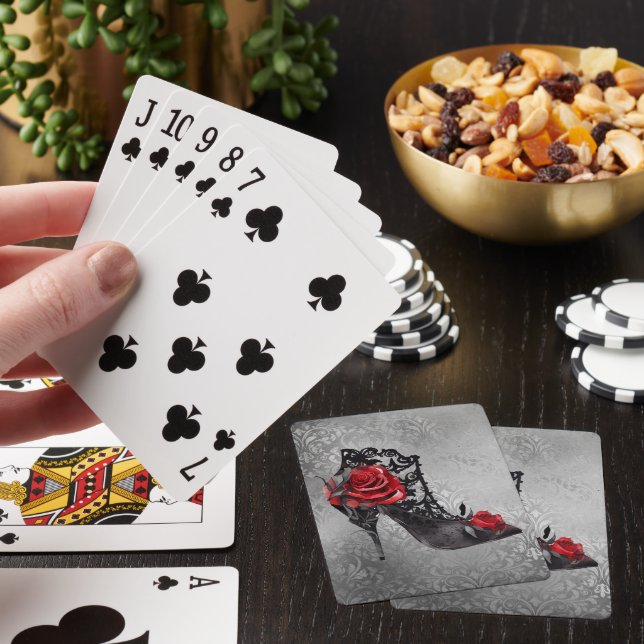 Vampy Vogue Grunge | Stiletto Lace Bootie Roses Poker Cards (In Situ)