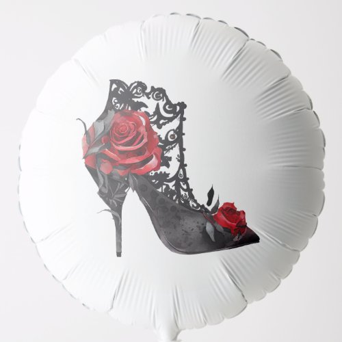 Vampy Vogue  Stiletto Lace Bootie and Red Roses Balloon