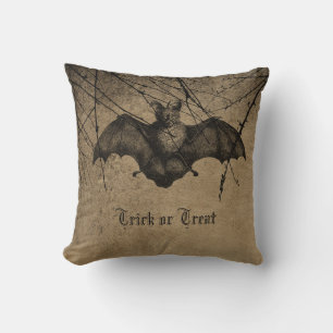 Vampyre Bat grunge Halloween themed Throw Pillow