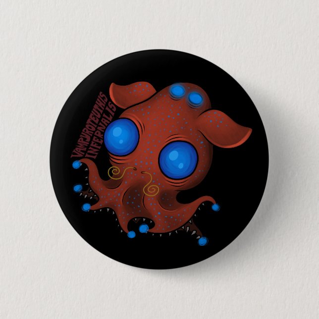 Vampyroteuthis Infernalis (with name) Pinback Button (Front)