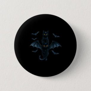 Vamre Cat With Bat Wings _ Cute Soky Halloween Des Button
